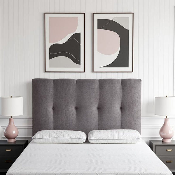 Bridgevine Home - Queen Size Tufted Upholstered Headboard With Nailhead Trim - Gray Bridgevine Home - Queen Size Tufted Upholstered Headboard With Nailhead Trim - Gray