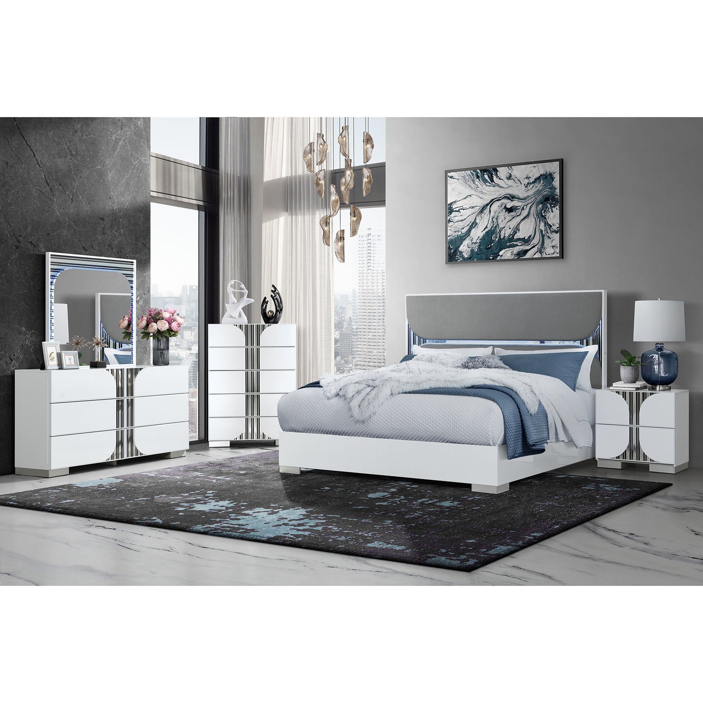 Sasha - Nightstand With Accents - White - The Sleep Loft - Online Mattress Showroom NYC