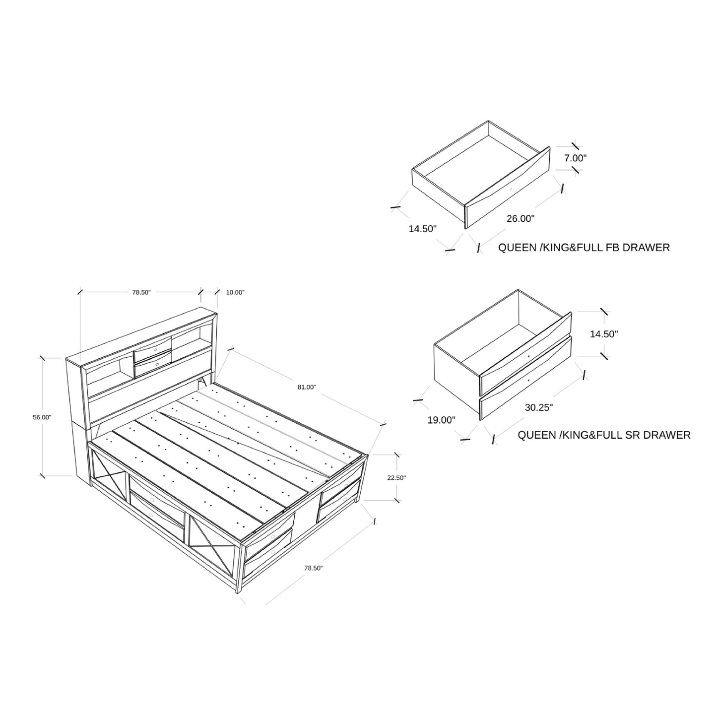 Lucille - Bed With Storage And Bookcase Headboard - The Sleep Loft - Online Mattress Showroom NYC