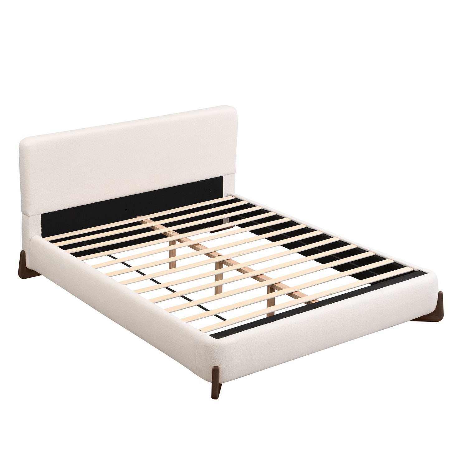 Queen Size Elegant Terry Upholstered Bed - White - The Sleep Loft - Online Mattress Showroom NYC