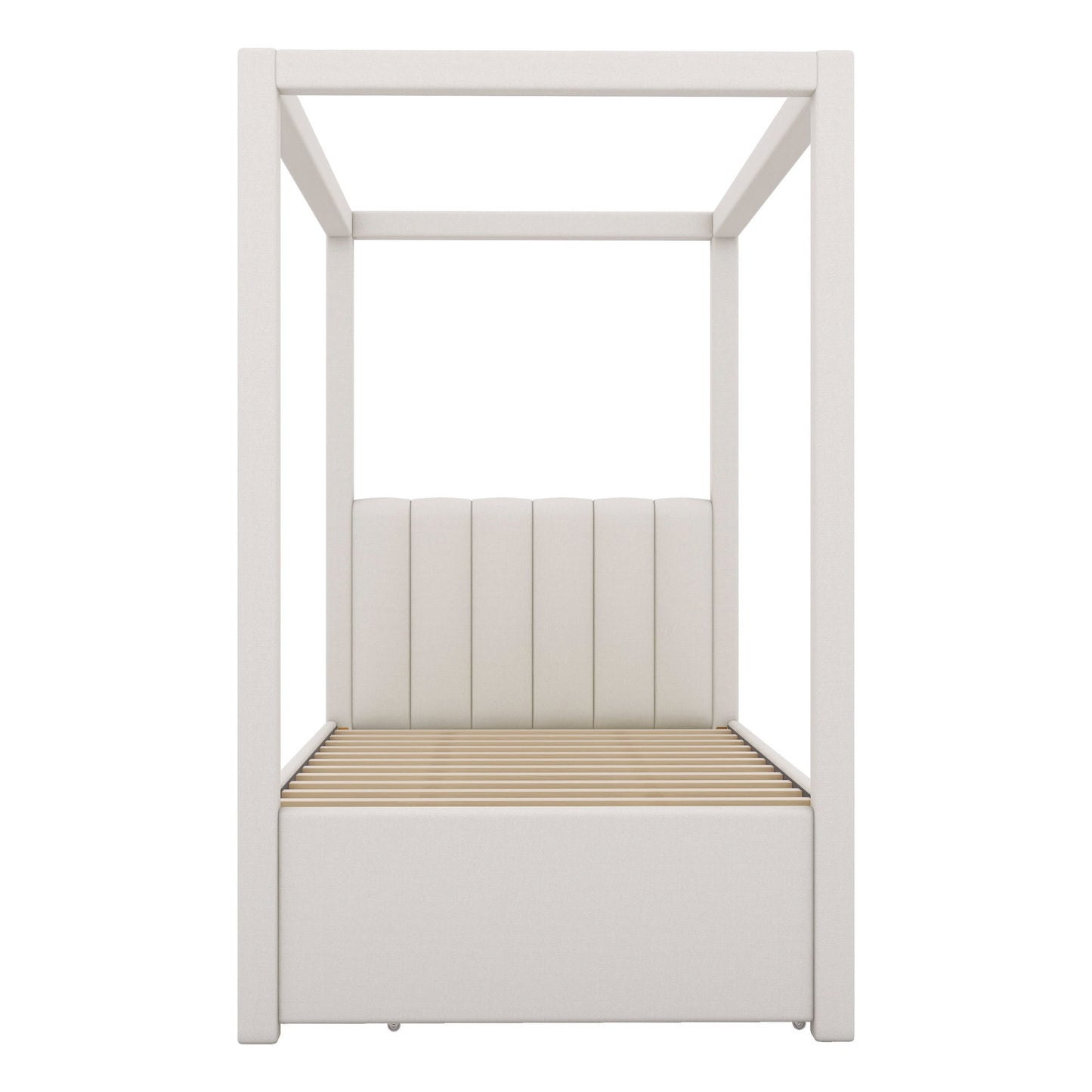 Upholstery Canopy Platform Bed With Trundle And Three Storage Drawers - The Sleep Loft - Online Mattress Showroom NYC