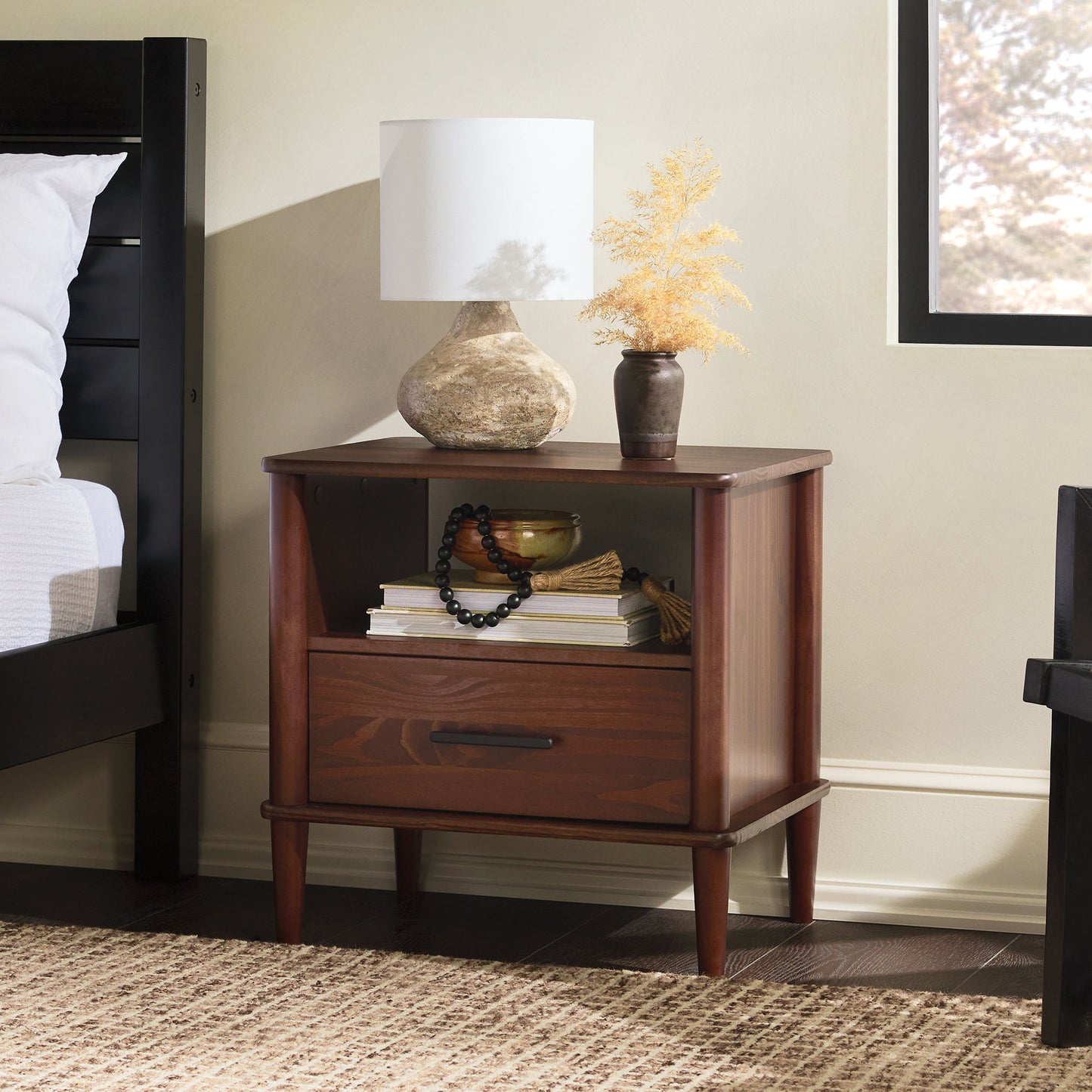 Transitional Solid Wood Spindle Nightstand - The Sleep Loft - Online Mattress Showroom NYC