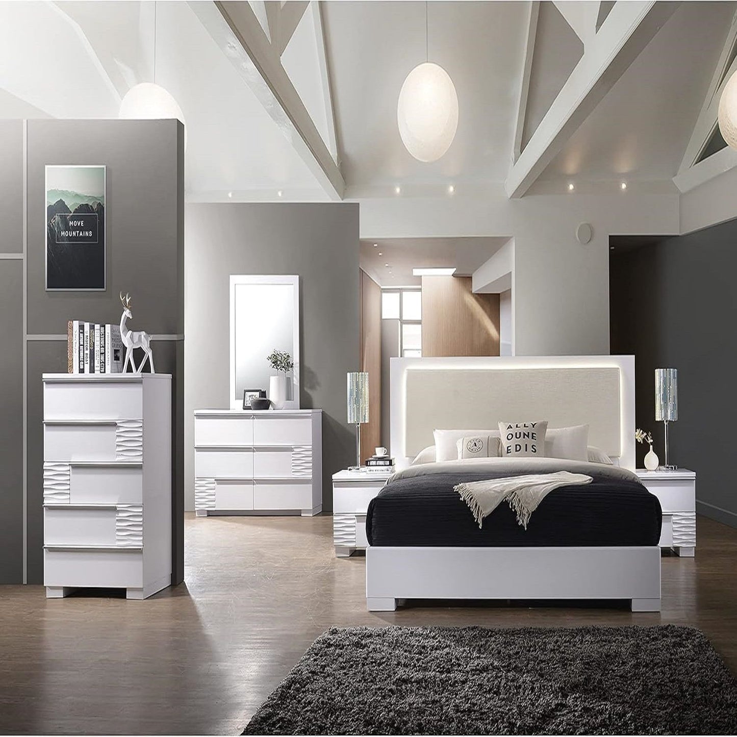 2 Drawer Nightstand, Bedside Table - White - The Sleep Loft - Online Mattress Showroom NYC