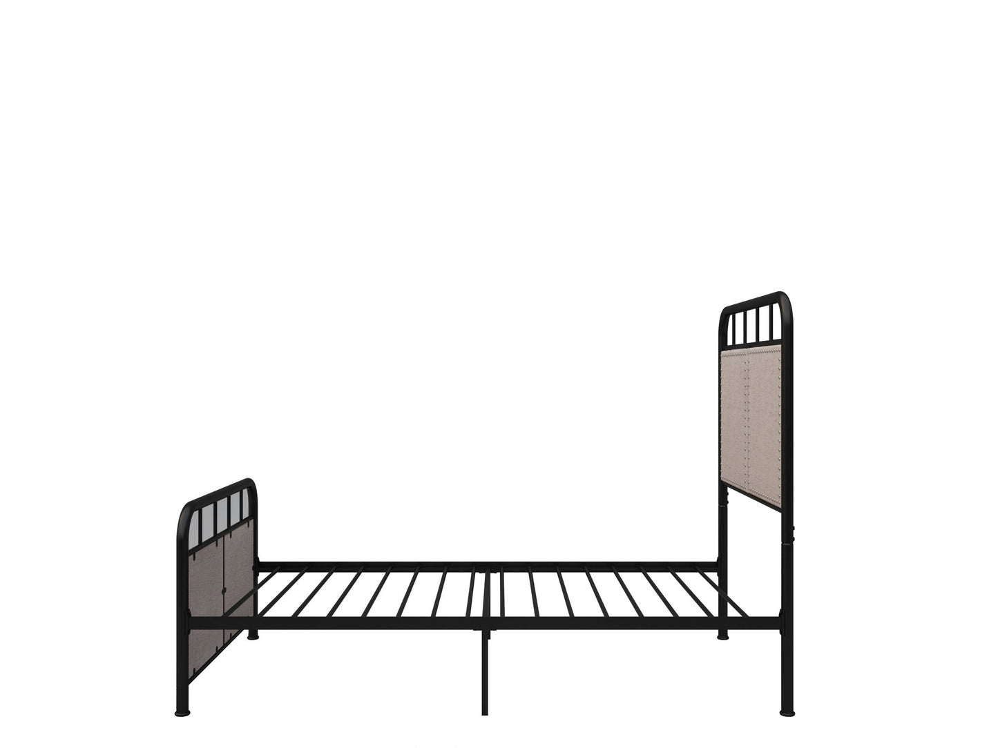 Twin Size Linen Upholstered Platform Metal Bed Frame With Fabric Headboard And Footboard - Brown - The Sleep Loft - Online Mattress Showroom NYC