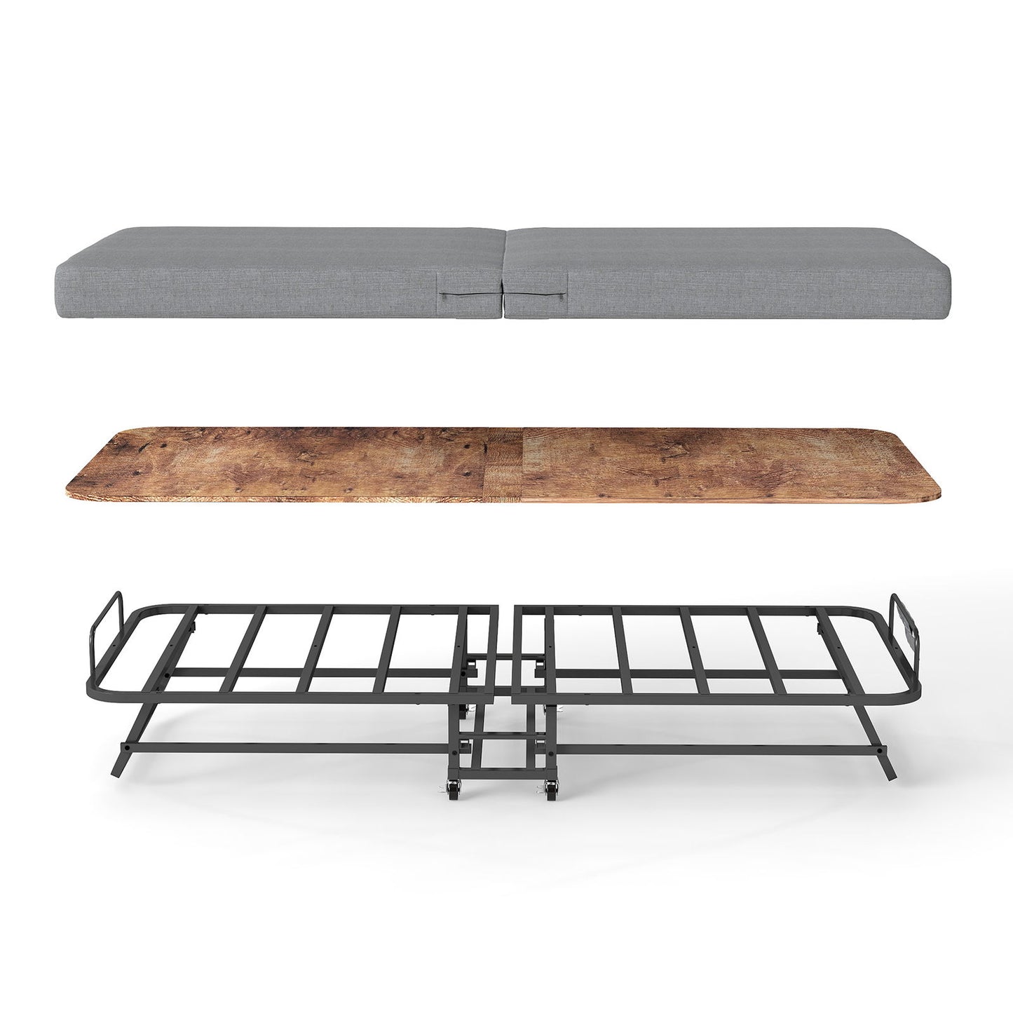 Portable Folding Bed With Memory Foam Mattress, Lockable - Gray - The Sleep Loft - Online Mattress Showroom NYC