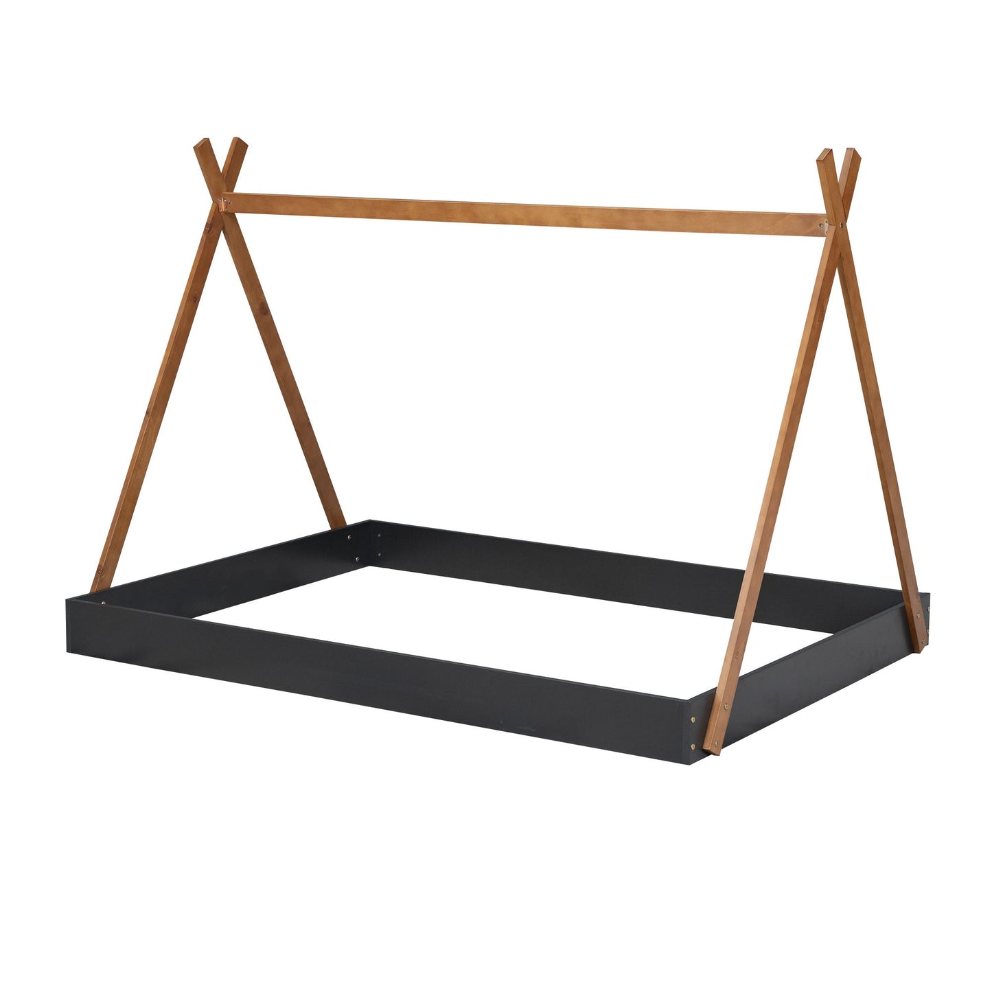 Full Size Tent Floor Bed With Triangle Structure, Low Profile Design - Black / Brown - The Sleep Loft - Online Mattress Showroom NYC