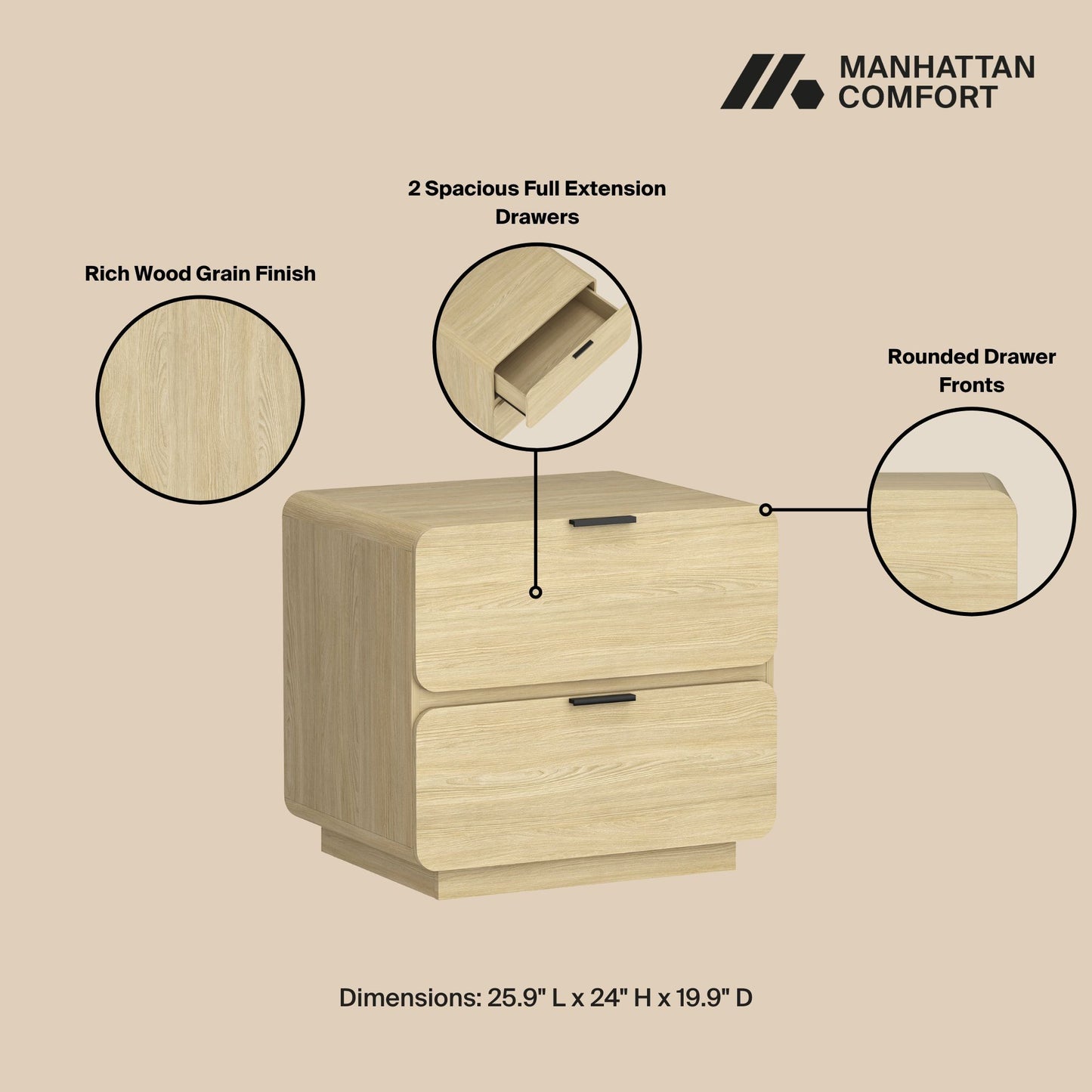 Chrystie - Modern Nightstand - The Sleep Loft - Online Mattress Showroom NYC