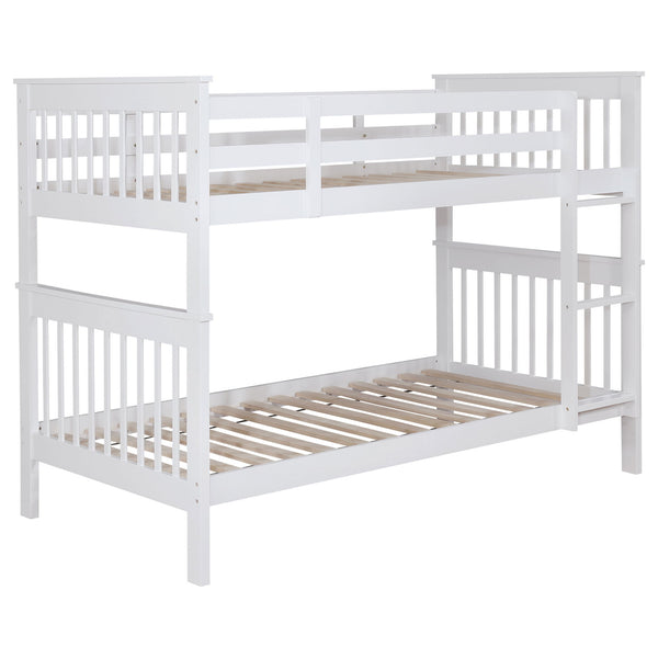 Madison - Twin Over Twin Bunk Bed With Slatted Design - White Madison - Twin Over Twin Bunk Bed With Slatted Design - White