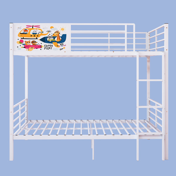 Bunk Bed, Convertible To 2 Separate Twin Size Beds With Full Length Guardrail & Ladder, No Box Spring Needed - White Bunk Bed, Convertible To 2 Separate Twin Size Beds With Full Length Guardrail & Ladder, No Box Spring Needed - White