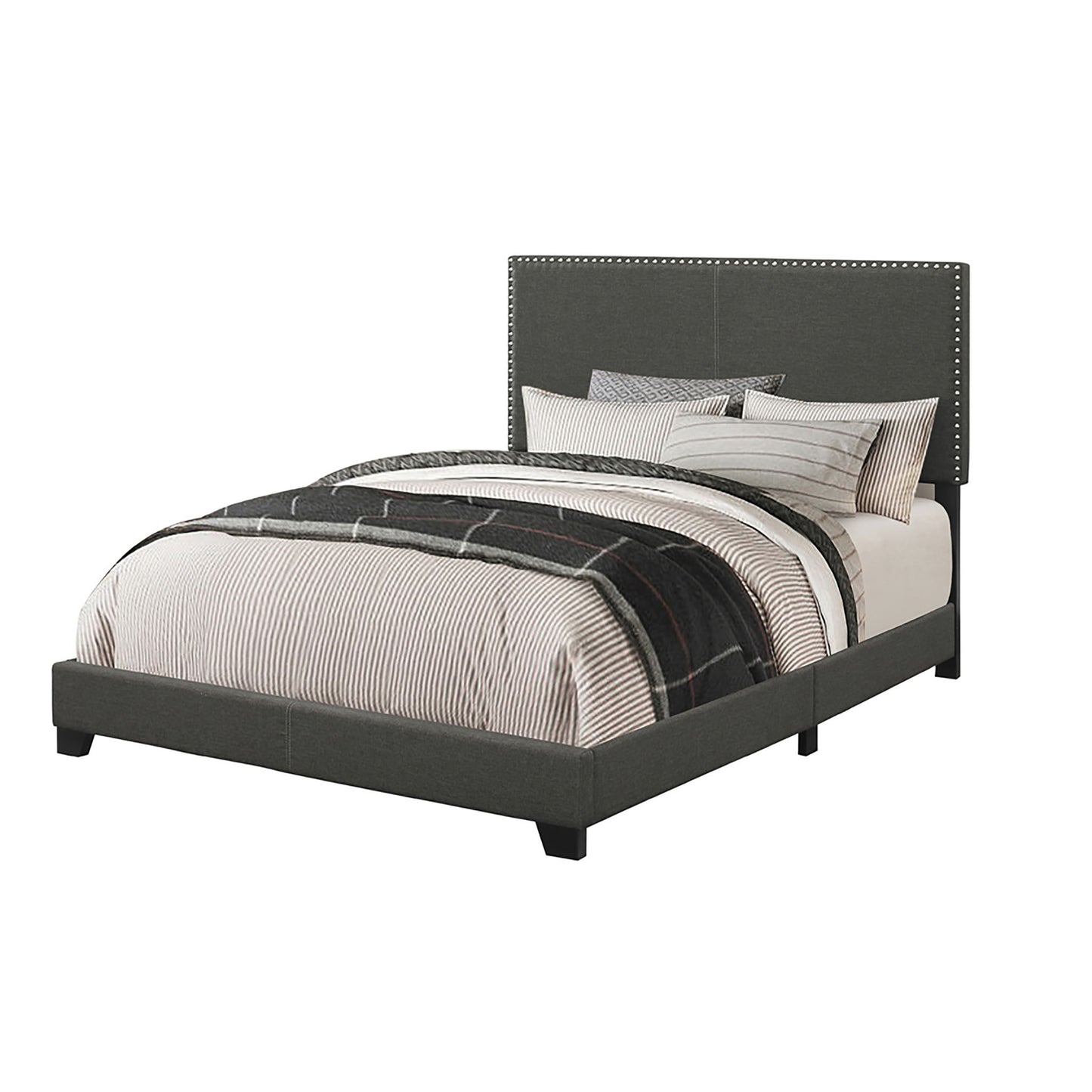 Queen Bed With Nailhead Trim - Charcoal - The Sleep Loft - Online Mattress Showroom NYC