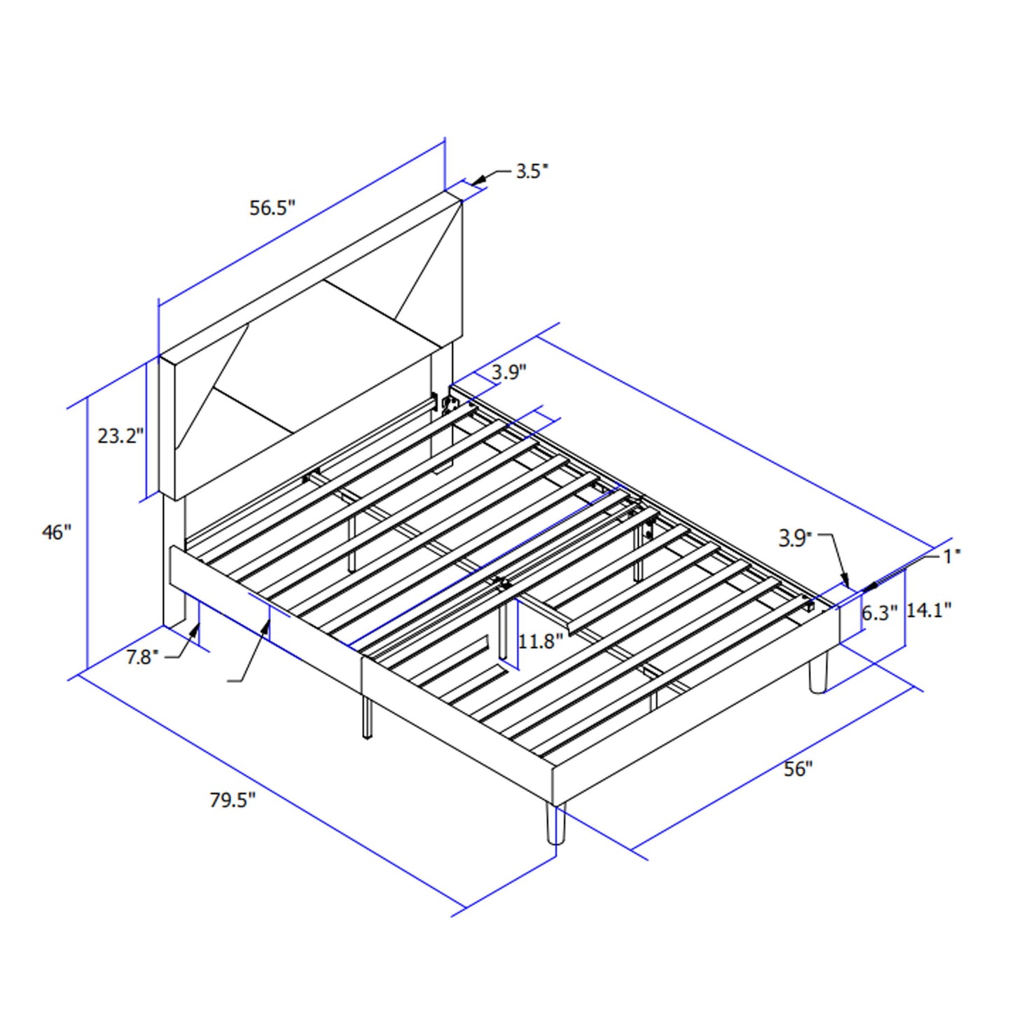 Full Size Upholstered Platform Bed Frame With Headboard, Strong Wood Slat Support, Mattress Foundation, No Box Spring Needed - Gray - The Sleep Loft - Online Mattress Showroom NYC