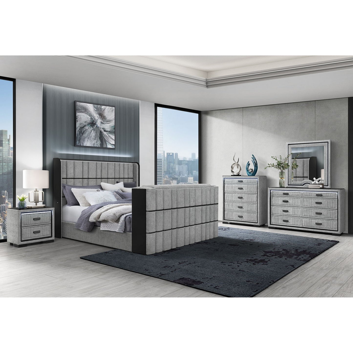 Isaiah - Nightstand With Upholstered Frame - The Sleep Loft - Online Mattress Showroom NYC