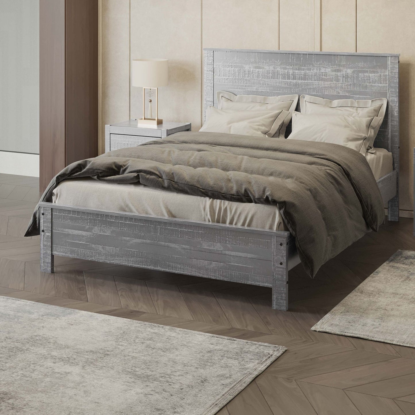 Albany - Bed Frame With Headboard, Heavy Duty Modern Rustic Design - The Sleep Loft - Online Mattress Showroom NYC
