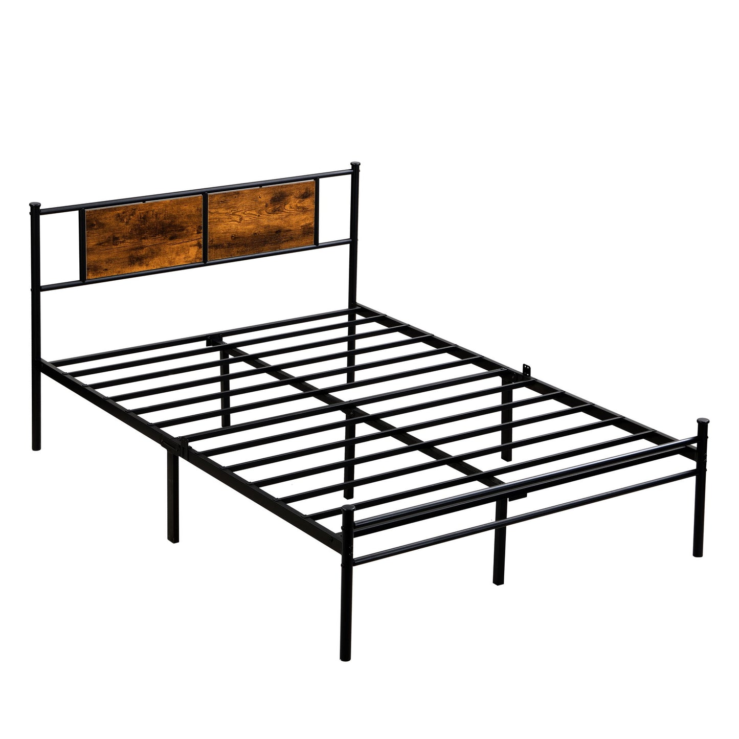 Modern Metal Bedframe With Headboard, Durable Steel Structure