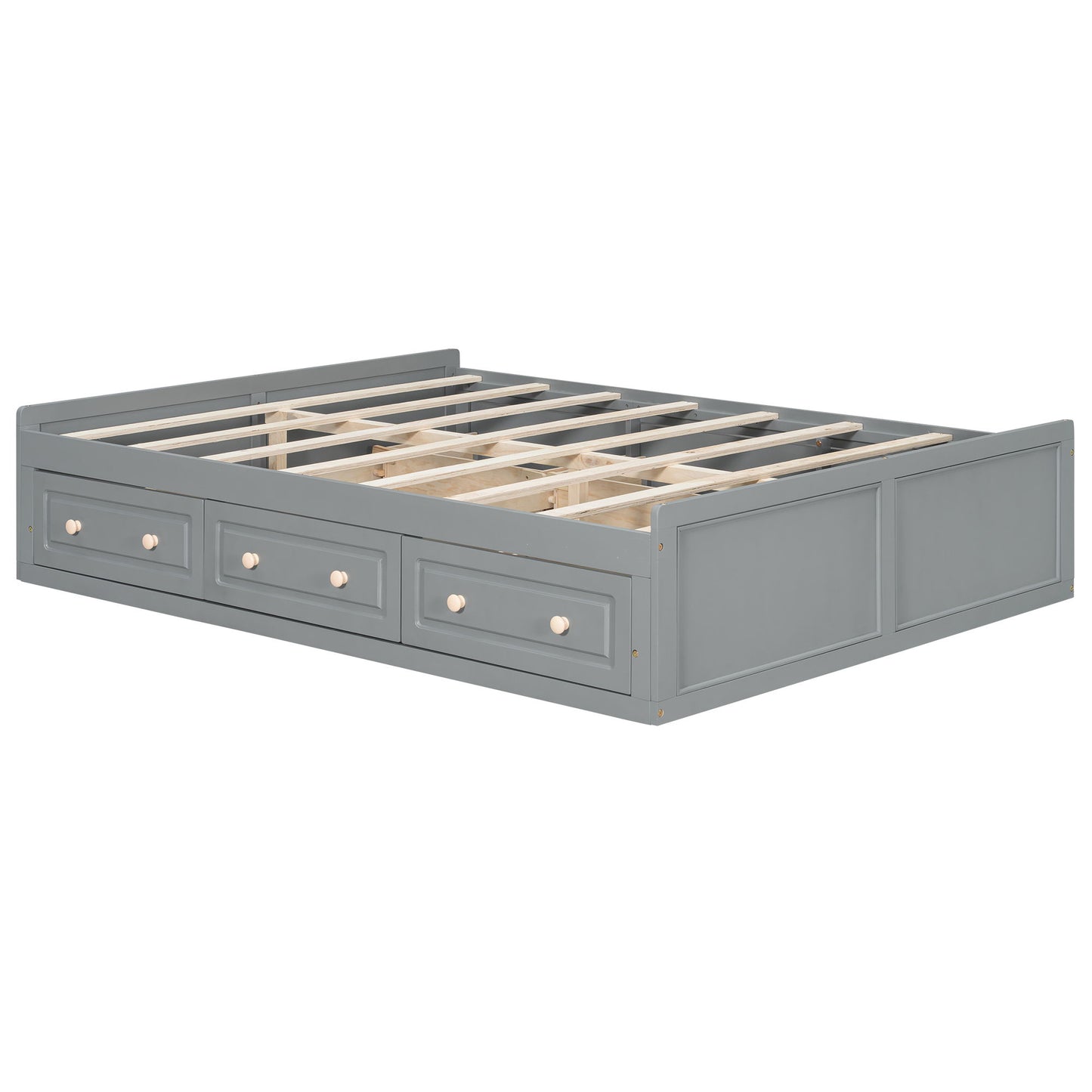 Queen Size Platform Bed Frame With 6 Drawers - Gray - The Sleep Loft - Online Mattress Showroom NYC
