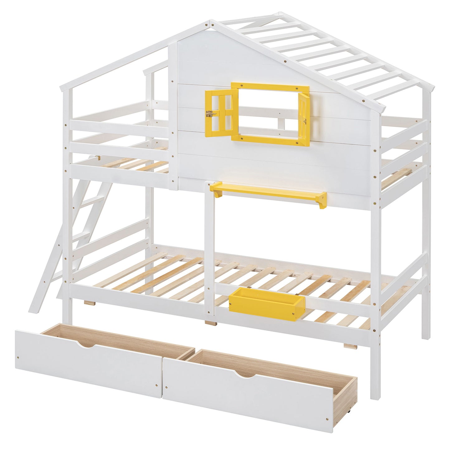 Bunk Bed With Playhouse Roof And Window - The Sleep Loft - Online Mattress Showroom NYC