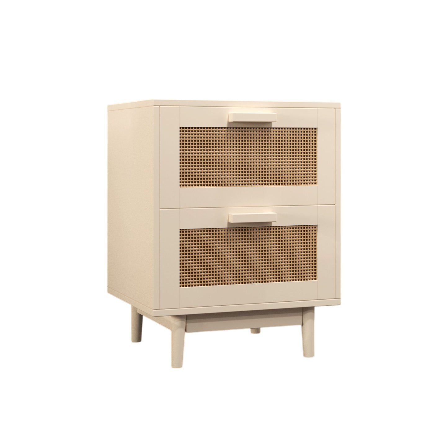 Nightstand With 2 Drawers, Storage Side Table For Bedroom - Antique Natural / Rattan - The Sleep Loft - Online Mattress Showroom NYC