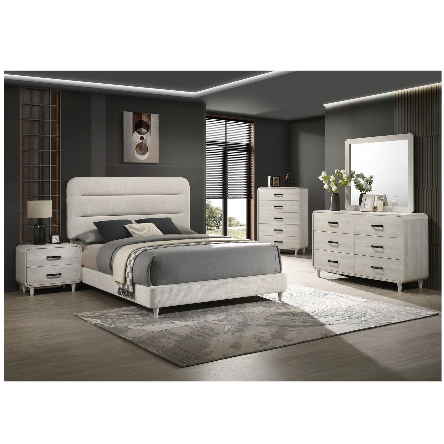 Nightstand With 2 Drawers, Ample Storage Space - Antique White - The Sleep Loft - Online Mattress Showroom NYC