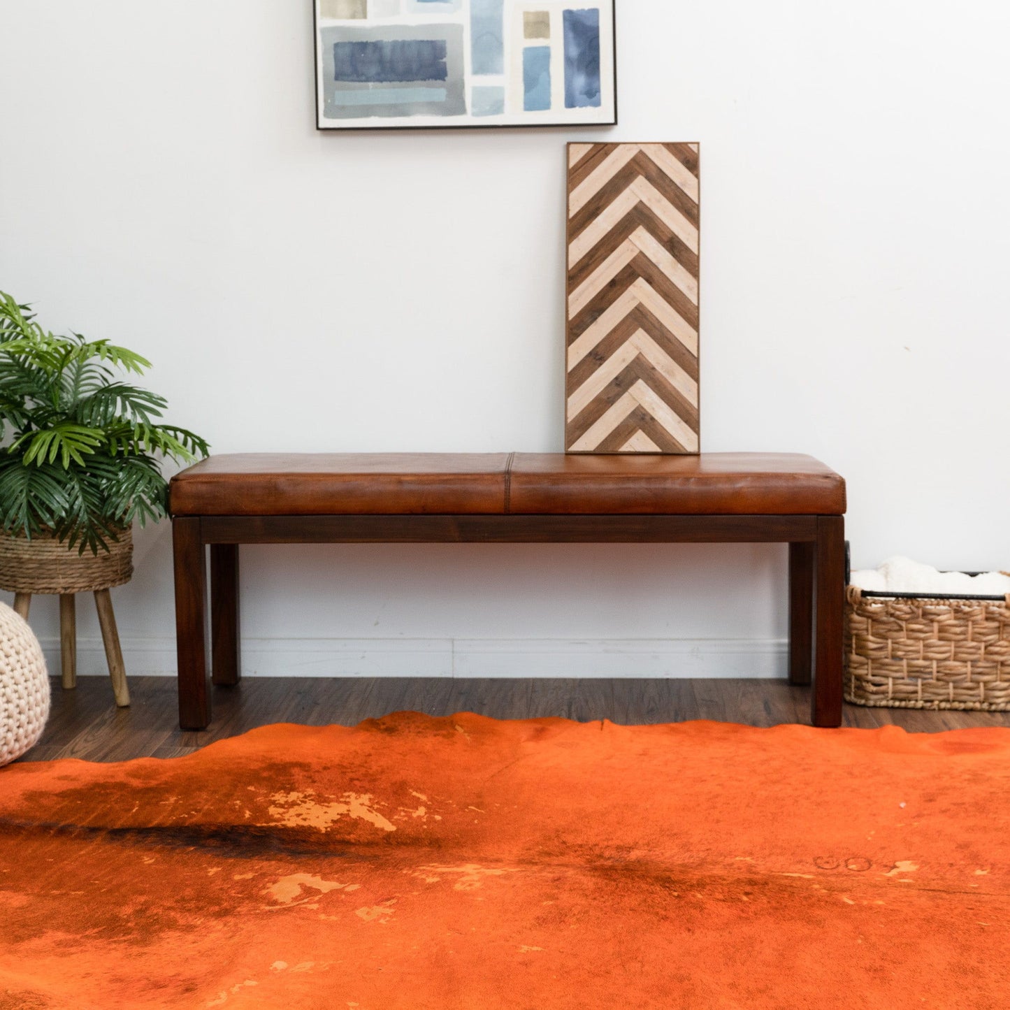 Austin - Bench With Lines - Antique Brown / Brown / Rustic / Tan - The Sleep Loft - Online Mattress Showroom NYC