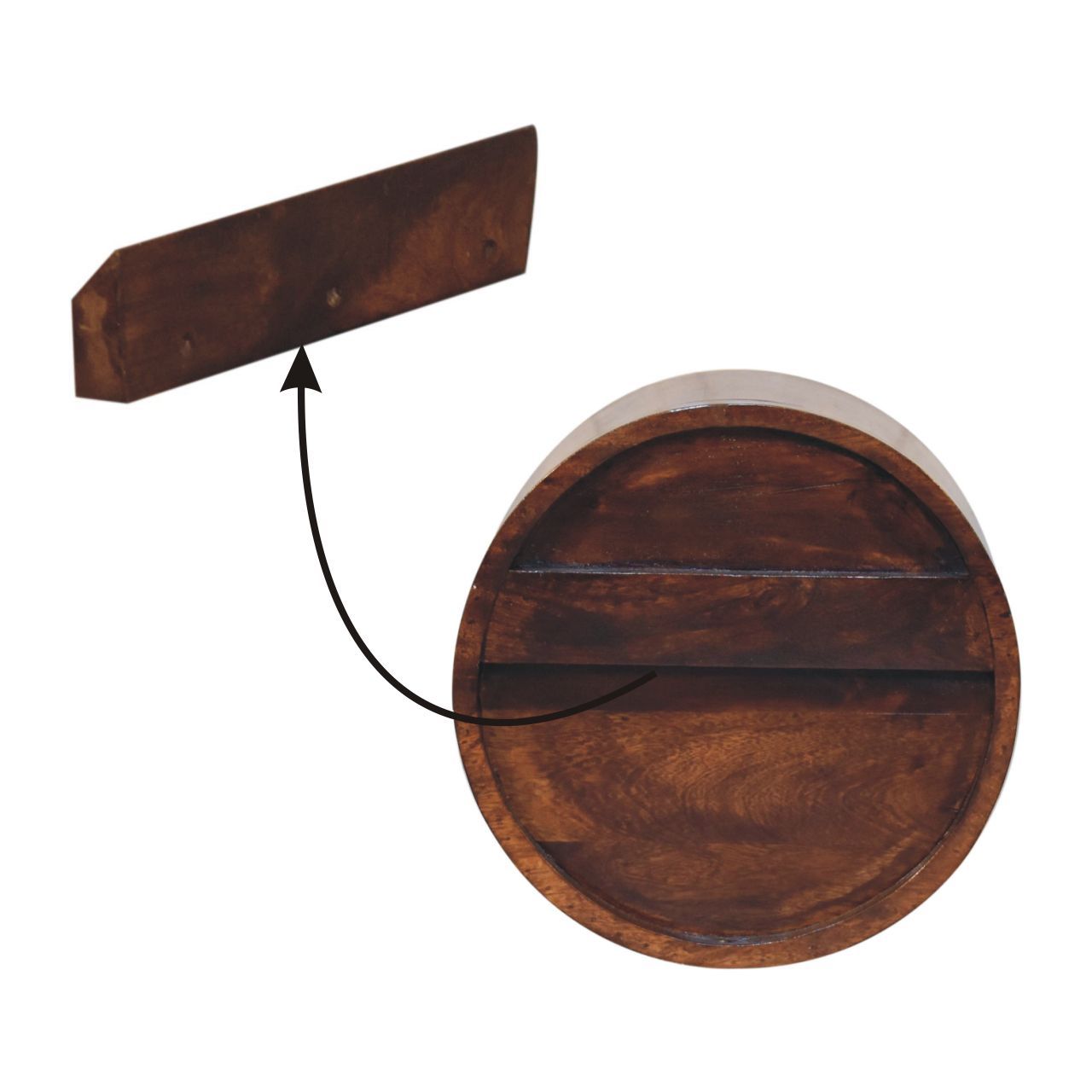Floating Circle Bedside Table - Chestnut - The Sleep Loft - Online Mattress Showroom NYC