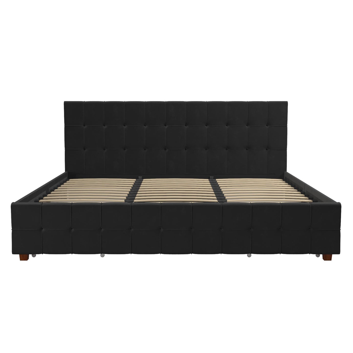 King Upholstered Bed With Storage - Black