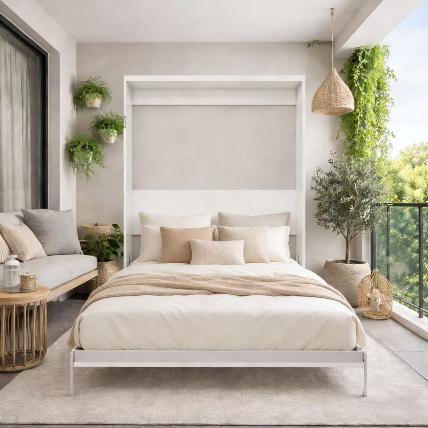 Queen Size Vertical Murphy Wall Cabinet Folding Bed With Automatic Legs - Gray - The Sleep Loft - Online Mattress Showroom NYC
