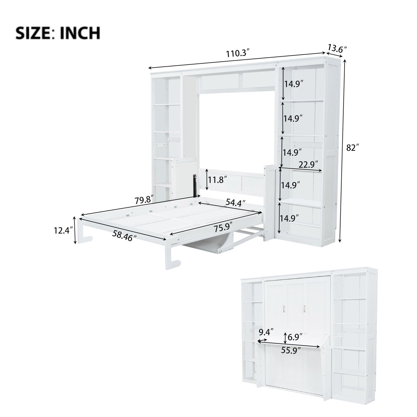 Murphy Bed With Desk And Bookshelf - The Sleep Loft - Online Mattress Showroom NYC