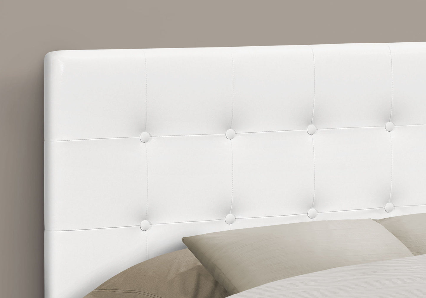 Full Size Headboard Only Upholstered Leather Look - White - The Sleep Loft - Online Mattress Showroom NYC