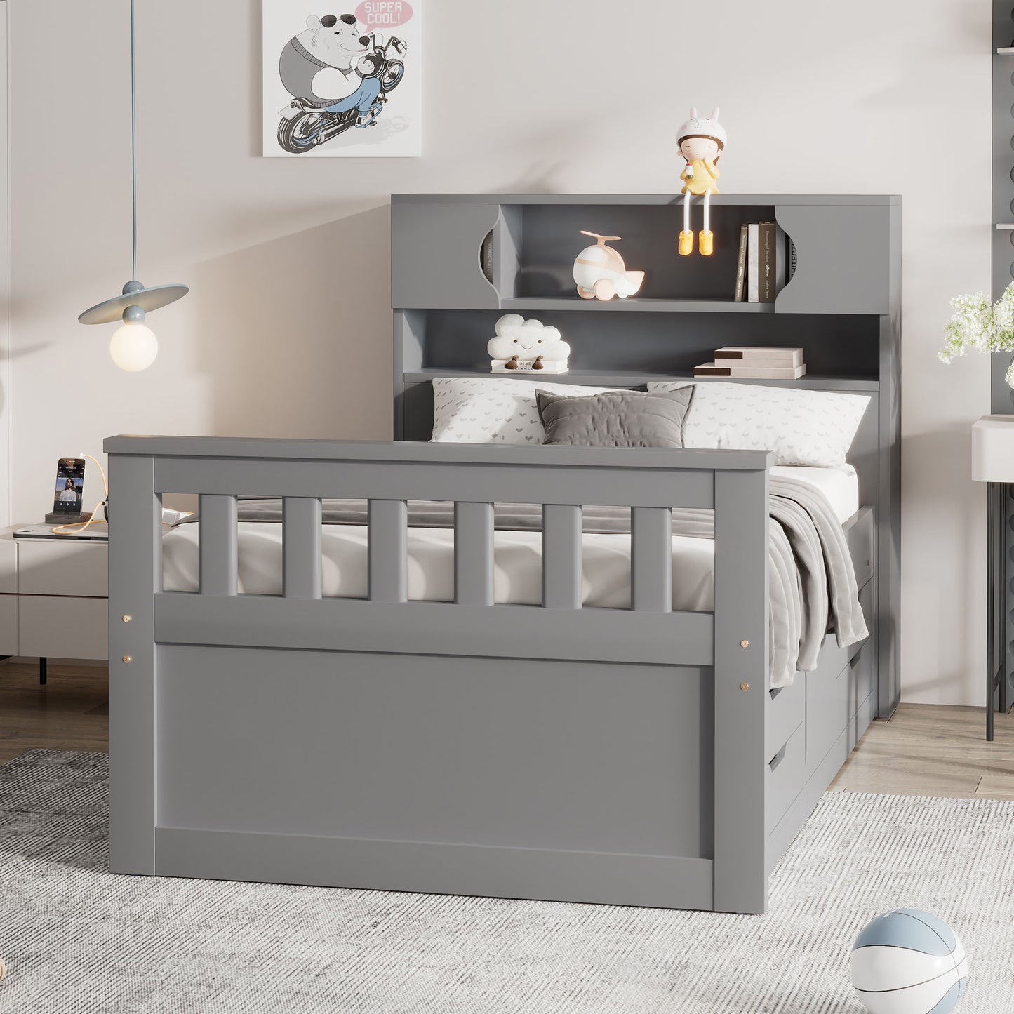 Captain Platform Bed Frame With Storage Bookcases, Shelves, And 4 Drawers - The Sleep Loft - Online Mattress Showroom NYC