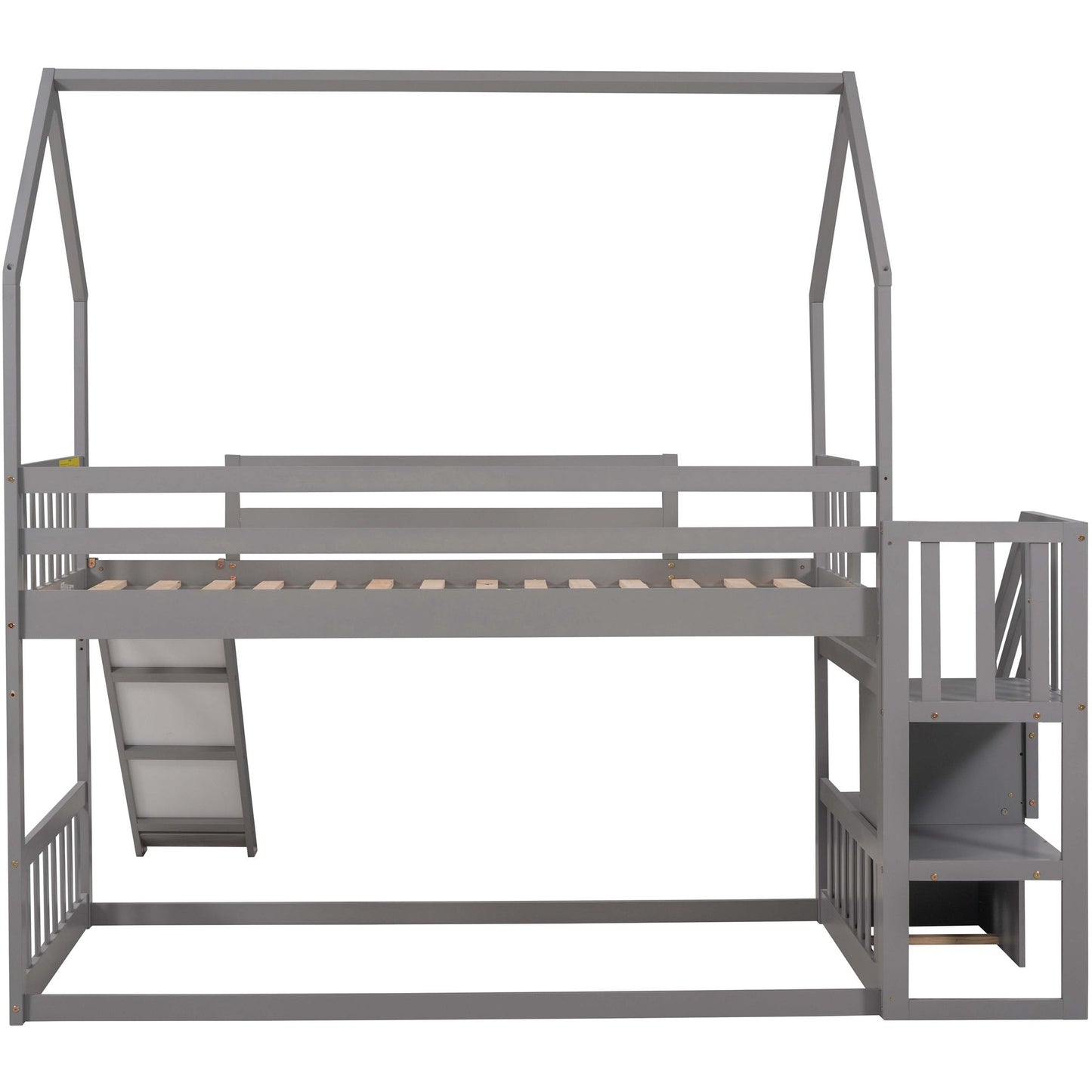 Twin Over Twin House Bunk Bed With Convertible Slide, Storage Staircase - The Sleep Loft - Online Mattress Showroom NYC