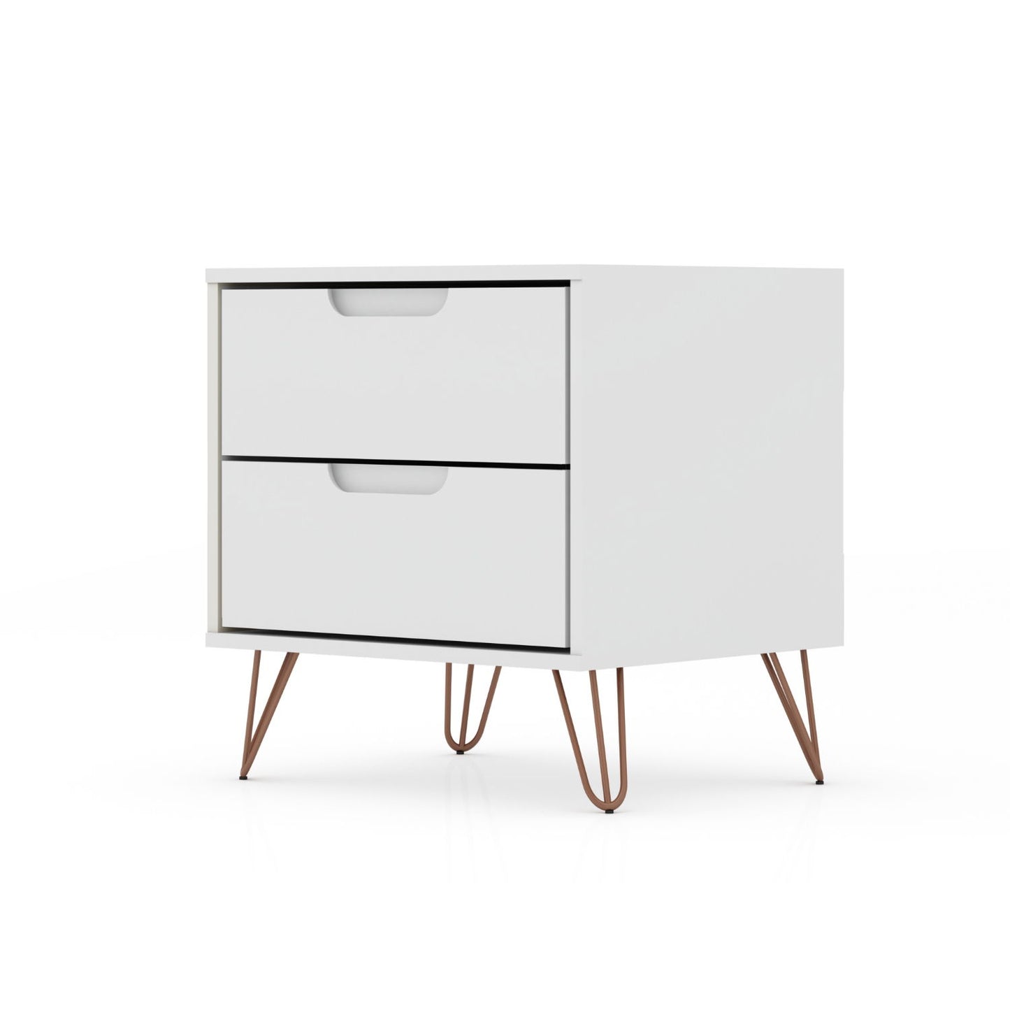 Rockefeller - Nightstand With 2 Drawers - White - The Sleep Loft - Online Mattress Showroom NYC
