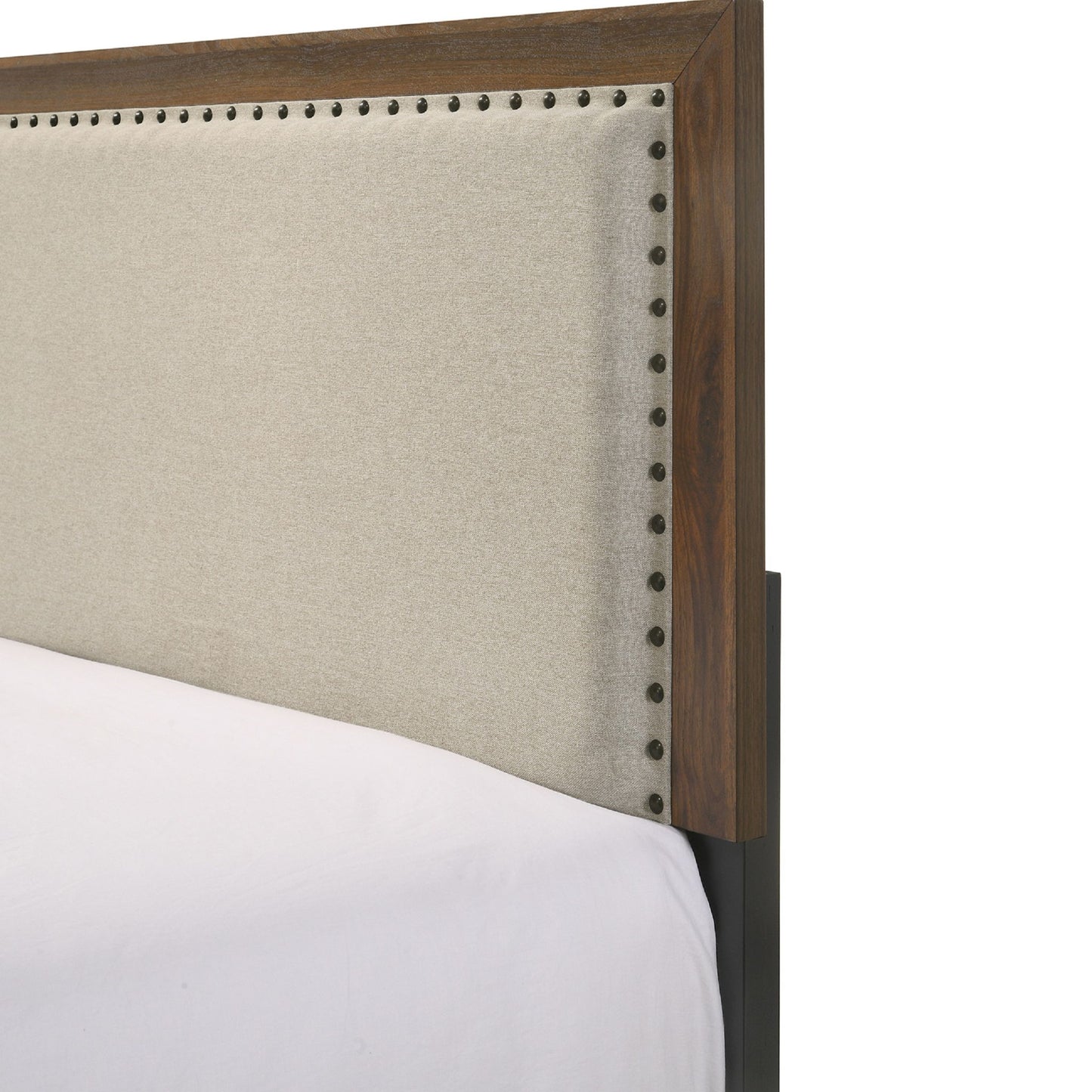 Panel Bed With Fabric Upholstered Tufted Nailhead Trim Headboard - The Sleep Loft - Online Mattress Showroom NYC