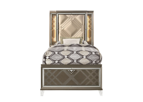 Skylar - Full Bed With LED & Storage - Dark Champagne Skylar - Full Bed With LED & Storage - Dark Champagne