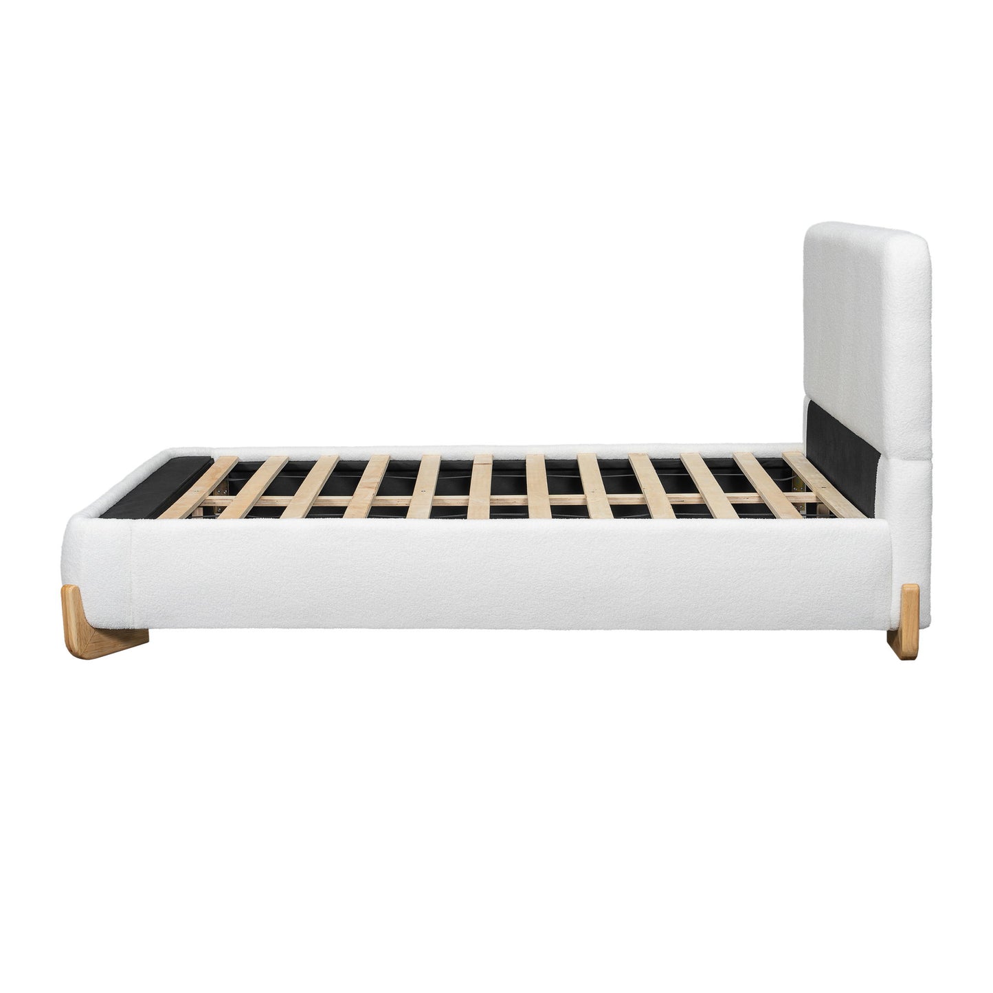 Elegant Boucle Upholstered Bed With Solid Wood Feet - The Sleep Loft - Online Mattress Showroom NYC