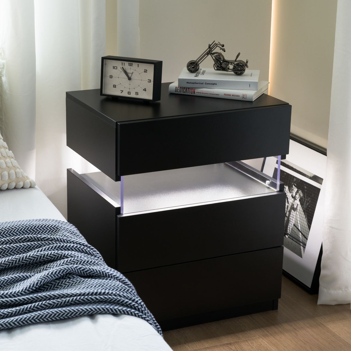 LED Nightstands, 3 Drawer For Bedroom - The Sleep Loft - Online Mattress Showroom NYC