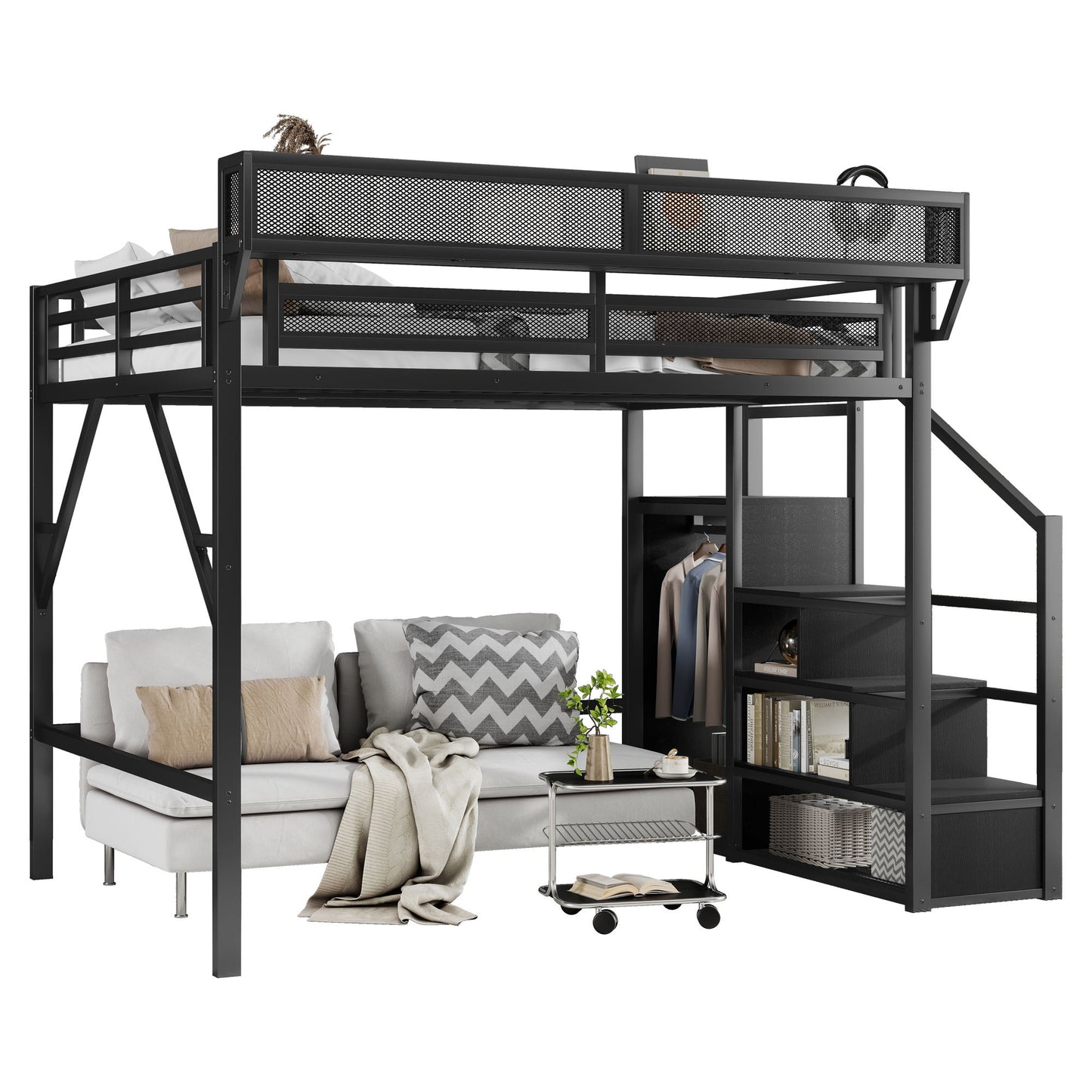 Loft Bed With Storage Shelves, Wardrobe - The Sleep Loft - Online Mattress Showroom NYC