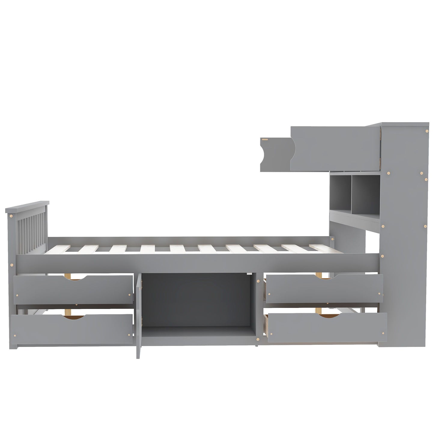 Captain Platform Bed Frame With Bookcase Headboard, 4 Drawers, Storage Shelves - The Sleep Loft - Online Mattress Showroom NYC