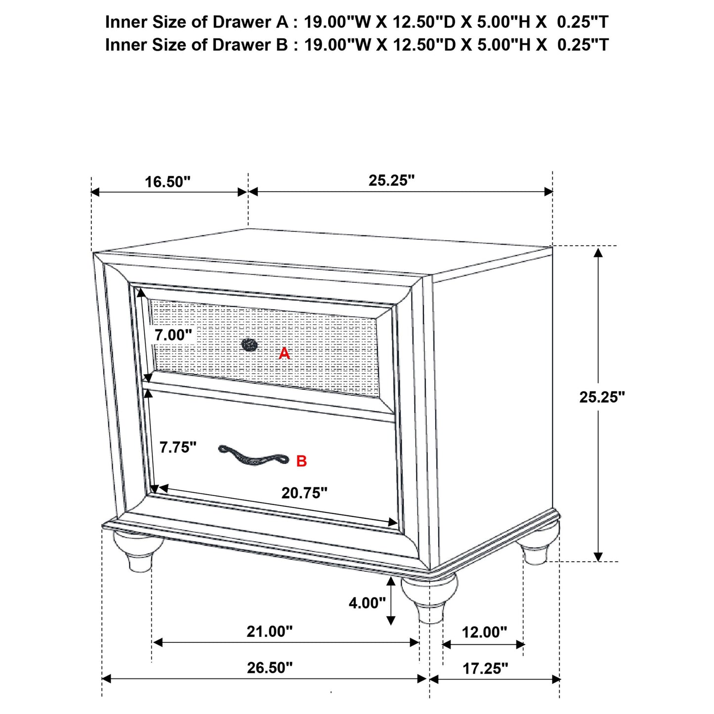 Barzini - 2 Drawer Nightstand Storage - White - The Sleep Loft - Online Mattress Showroom NYC