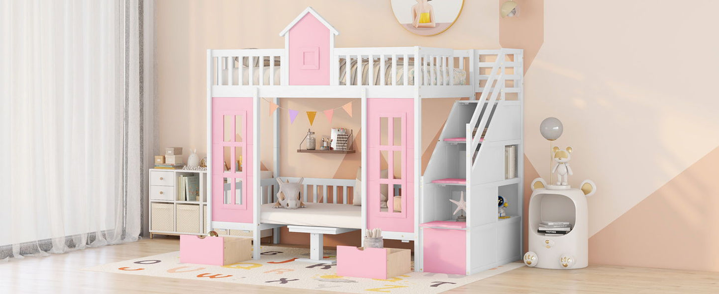 Twin Over Twin Bunk Bed With Changeable Table, Bunk Bed Turn Into Upper Bed And Down Desk - The Sleep Loft - Online Mattress Showroom NYC