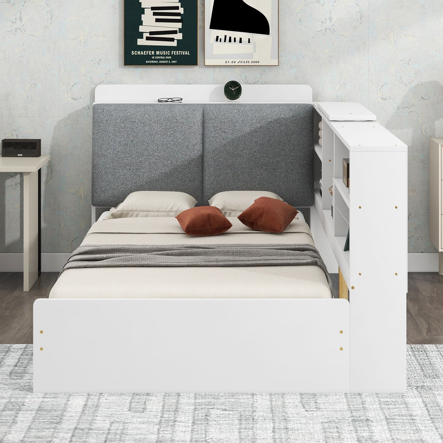Platform Bed With Storage Headboard, Shelves And 2 Drawers - The Sleep Loft - Online Mattress Showroom NYC