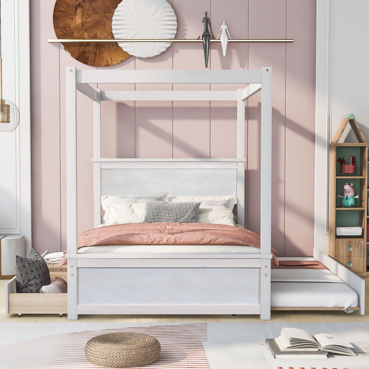 Canopy Platform Bed With Drawers, Support Slats, No Box Spring Needed - The Sleep Loft - Online Mattress Showroom NYC