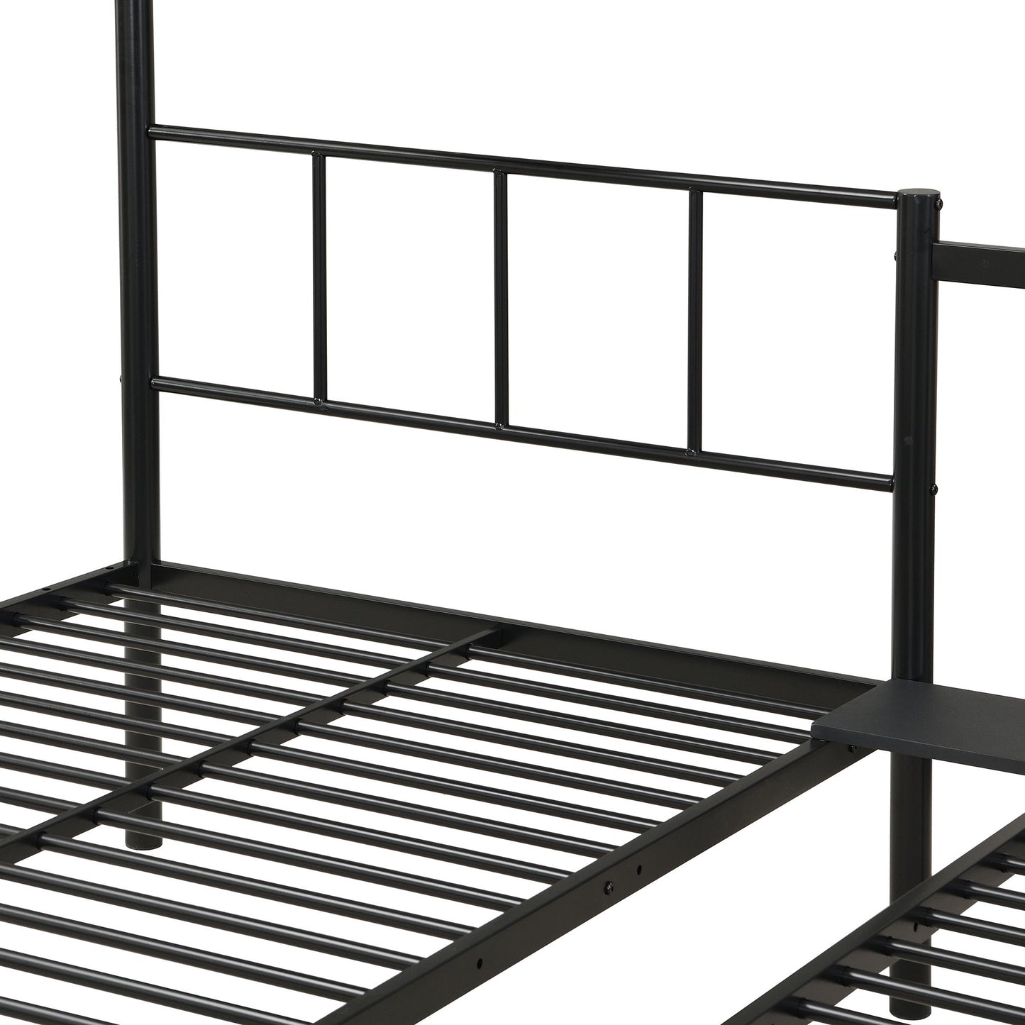 Twin Over Twin Over Twin Triple Bunk Bed With Safety Rails And Storage Shelf - Black - The Sleep Loft - Online Mattress Showroom NYC