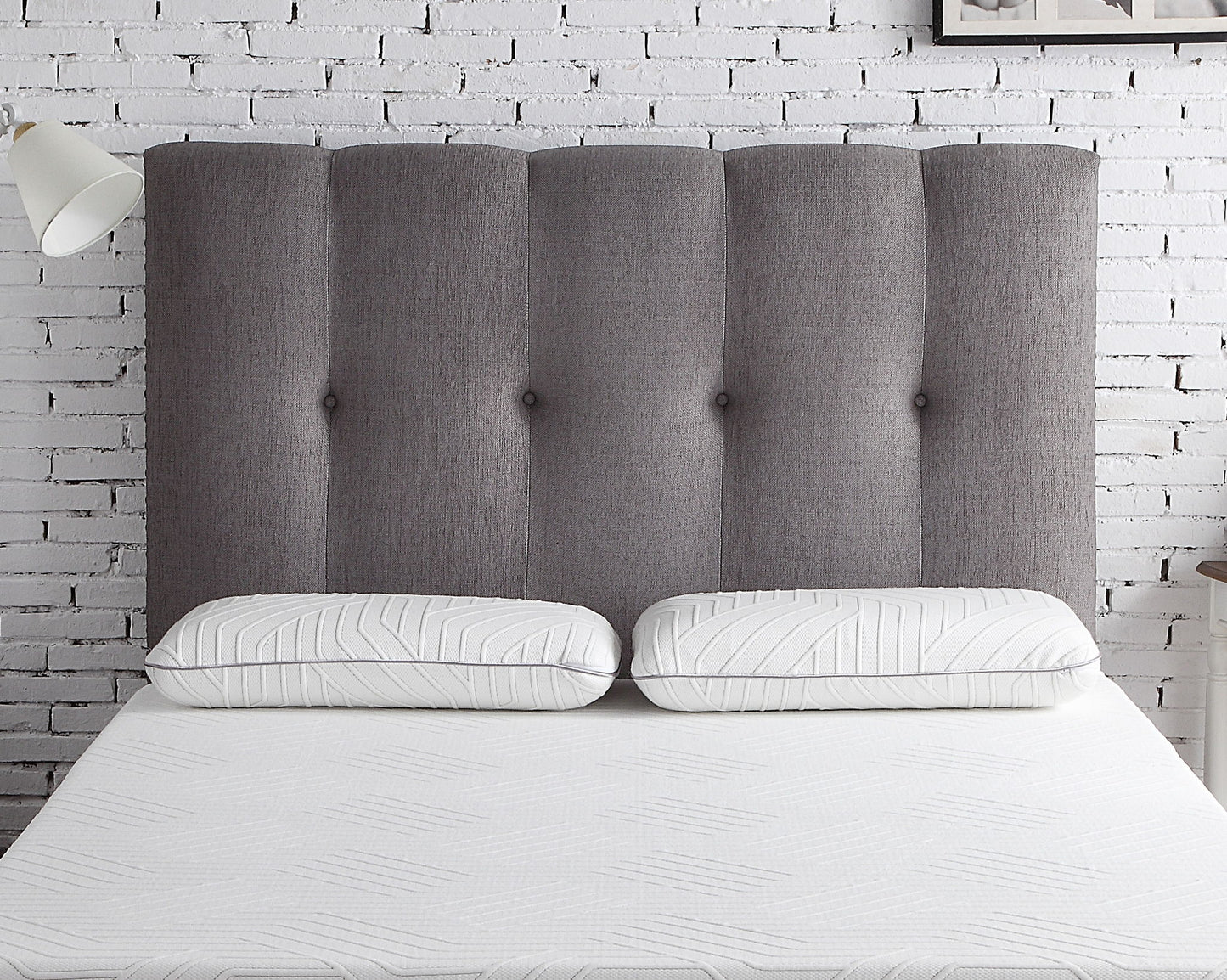 Bridgevine Home - Queen Size Tufted Upholstered Headboard With Nailhead Trim - Gray - The Sleep Loft - Online Mattress Showroom NYC