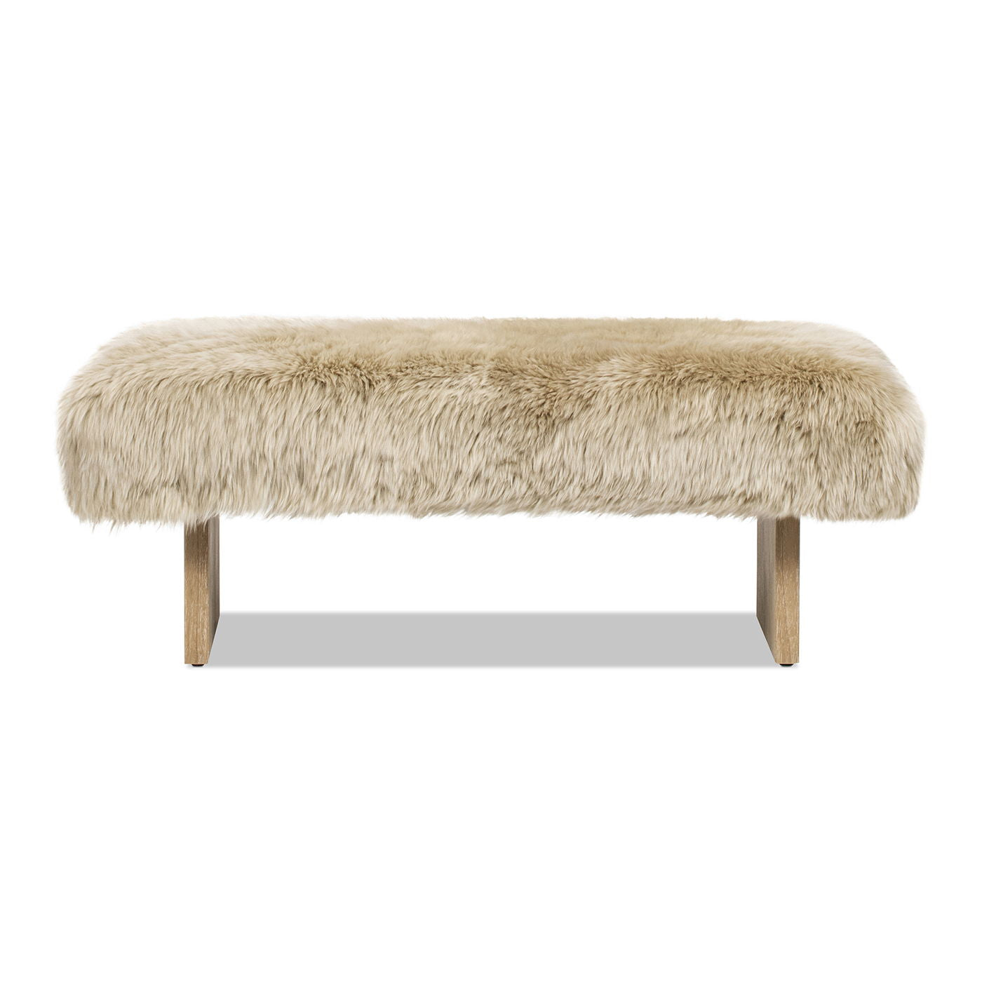 Leda - Sheepskin Fur Rectangular Accent Bench - Natural Blonde - The Sleep Loft - Online Mattress Showroom NYC
