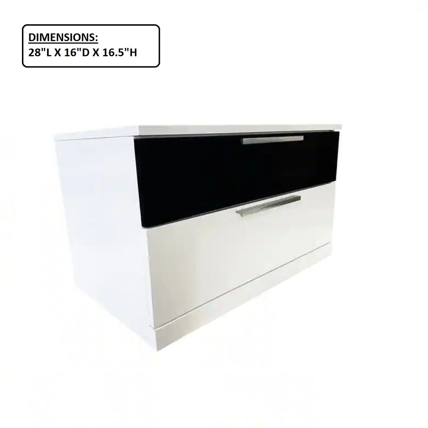2 Drawer Nightstand, Bedside Table - White / Black - The Sleep Loft - Online Mattress Showroom NYC