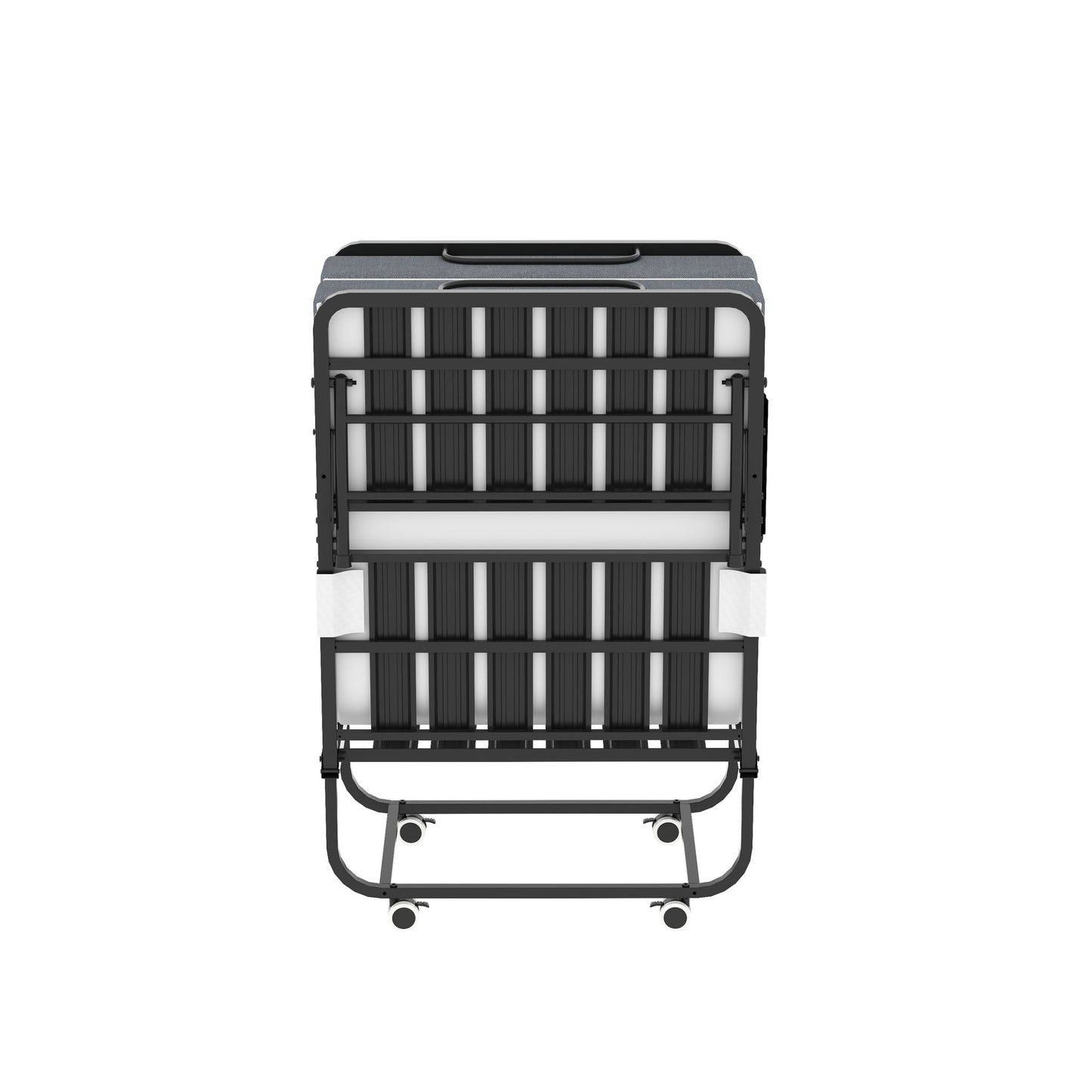 Twin Folding Bed With Memory Foam Mattress, On Wheels, Portable Bed For Adults & Guests - Black - The Sleep Loft - Online Mattress Showroom NYC