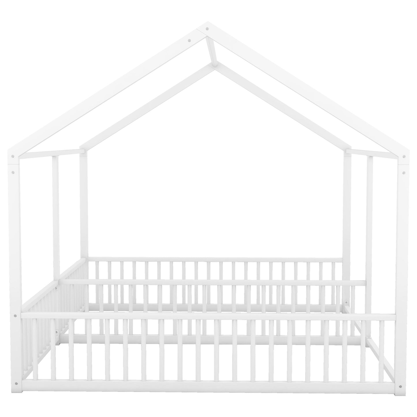 Metal Twin Size House Platform Beds 2 Shared Beds - Antique White - The Sleep Loft - Online Mattress Showroom NYC