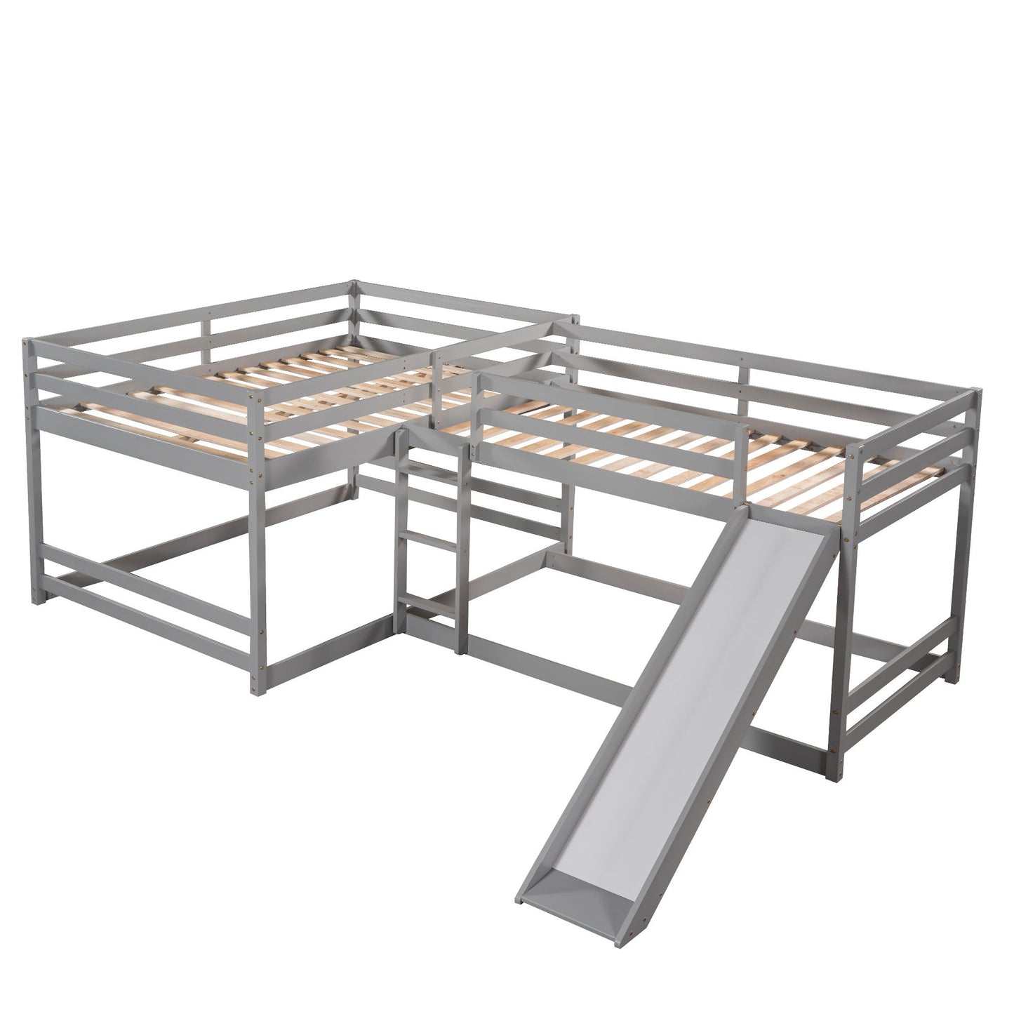 L-Shaped Bunk Bed With Slide And Short Ladder - The Sleep Loft - Online Mattress Showroom NYC