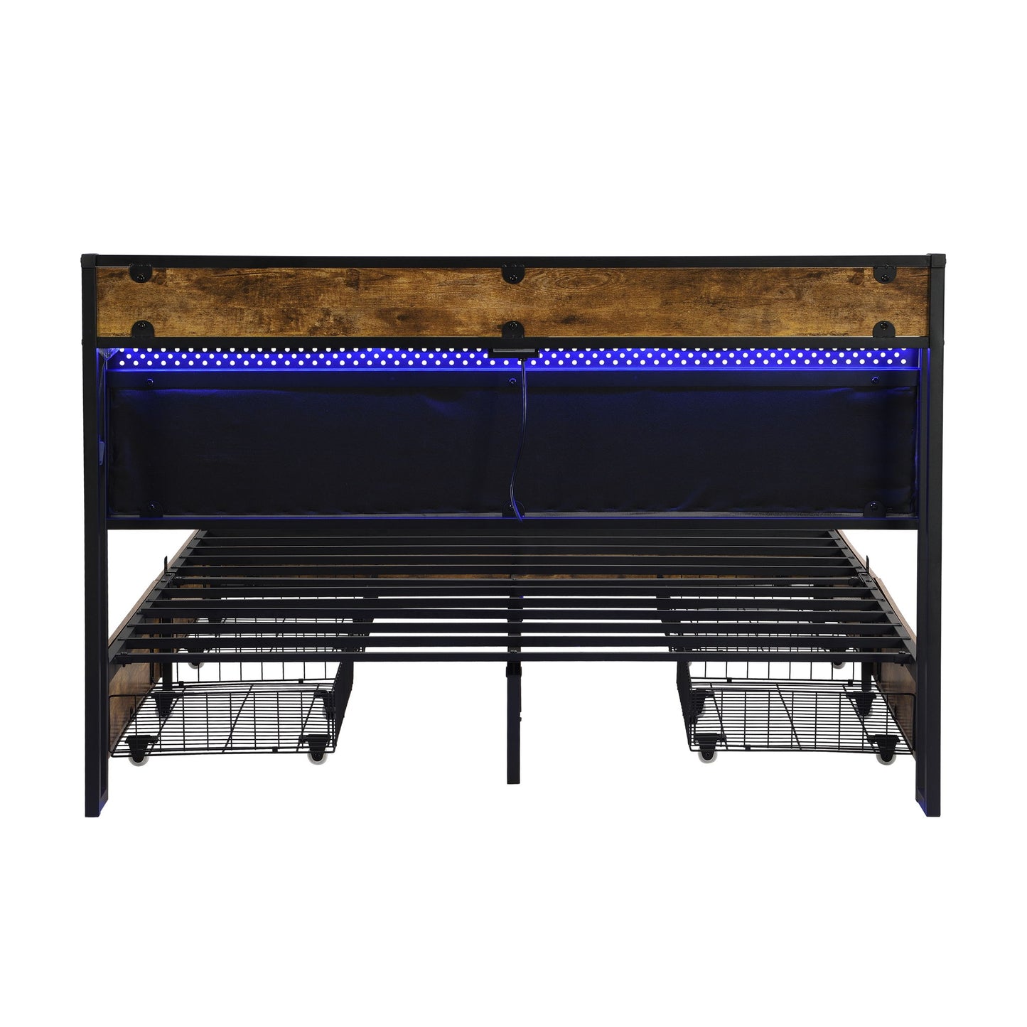 Contemporary Bed Frame With Storage Headboard, Charging Station, LED Lights - The Sleep Loft - Online Mattress Showroom NYC