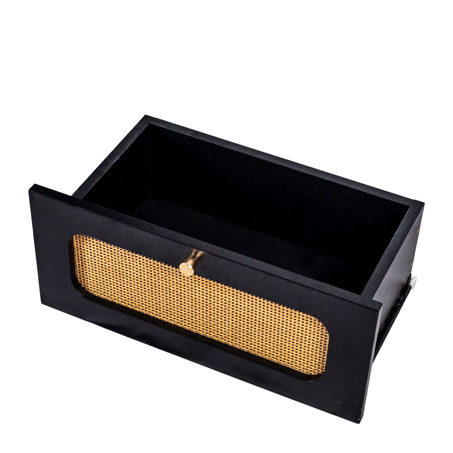 2 Drawer Rattan Nightstand For Bedroom And Living Room, End Table, Side Table With 2 Hand Made Rattan Decorated Drawers - Black - The Sleep Loft - Online Mattress Showroom NYC